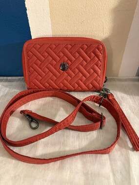 Lug Quickstep RFID Crossbody Wallet Bag Basket Weave Orange